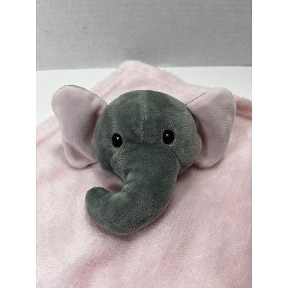 True Baby Gray and Pink Elephant Lovey Baby Security Blanket Plush - Picture 2 of 7